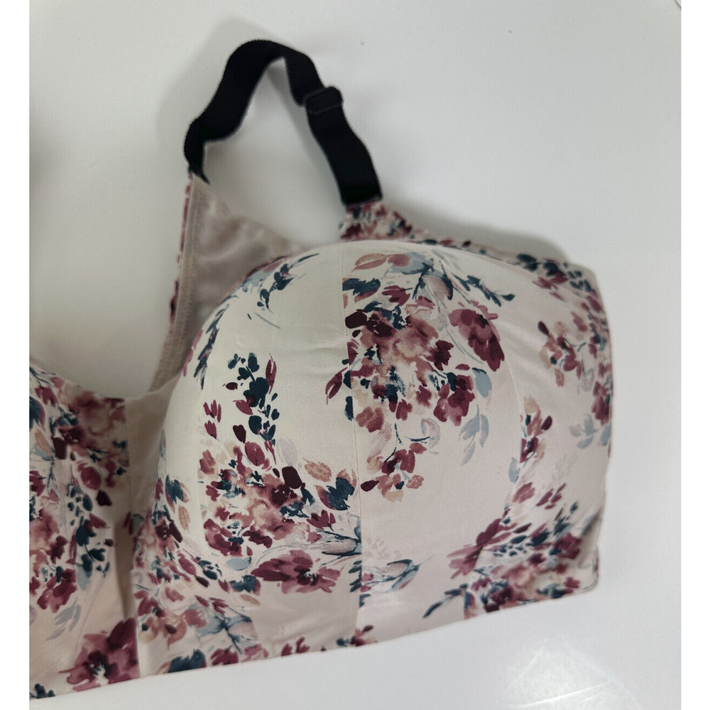 Torrid 360 Back Smoothing Wire Free Lightly Lined Everyday Bra Floral Pink 46G - Picture 5 of 7